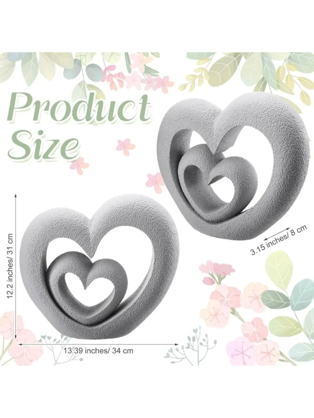 Heart-Shaped Garden Sculpture - Resin Outdoor Statue for Lawn, Patio & Memorial